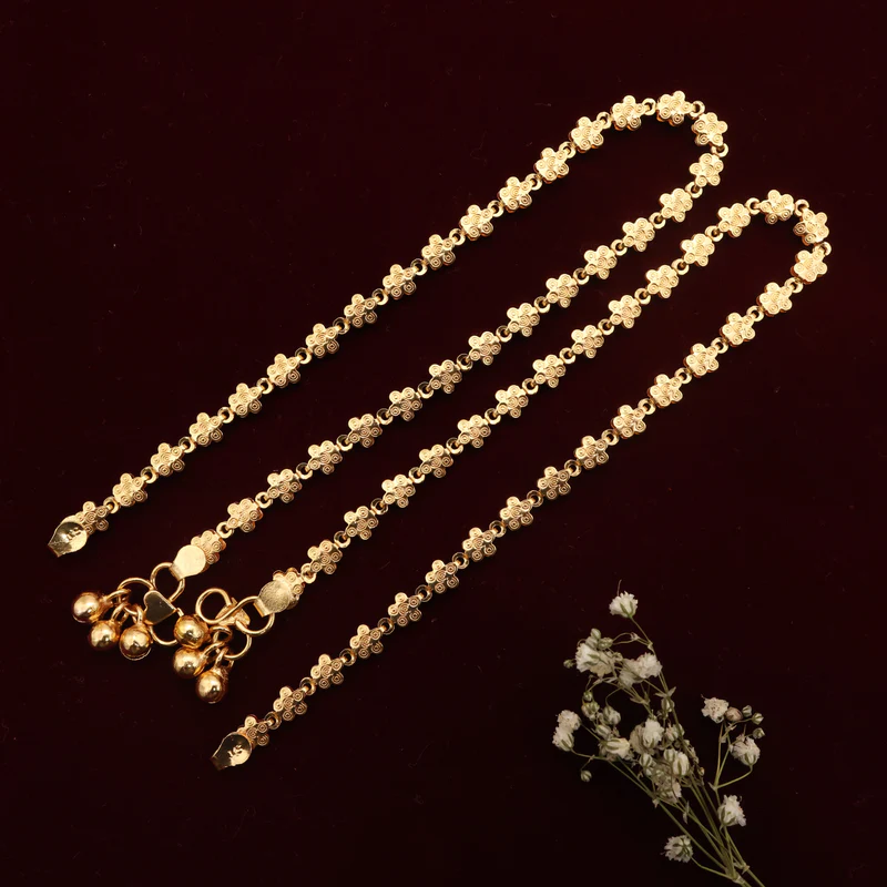 Real Gold Tone Flower Anklets